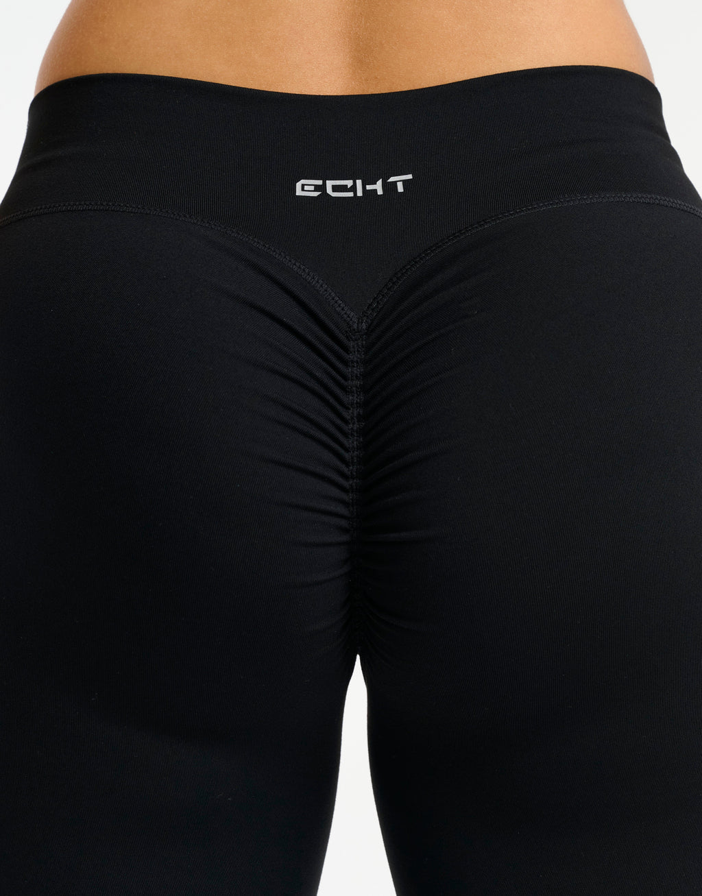 Force Scrunch Mid-Waist Leggings (Minimal Logo) - Black
